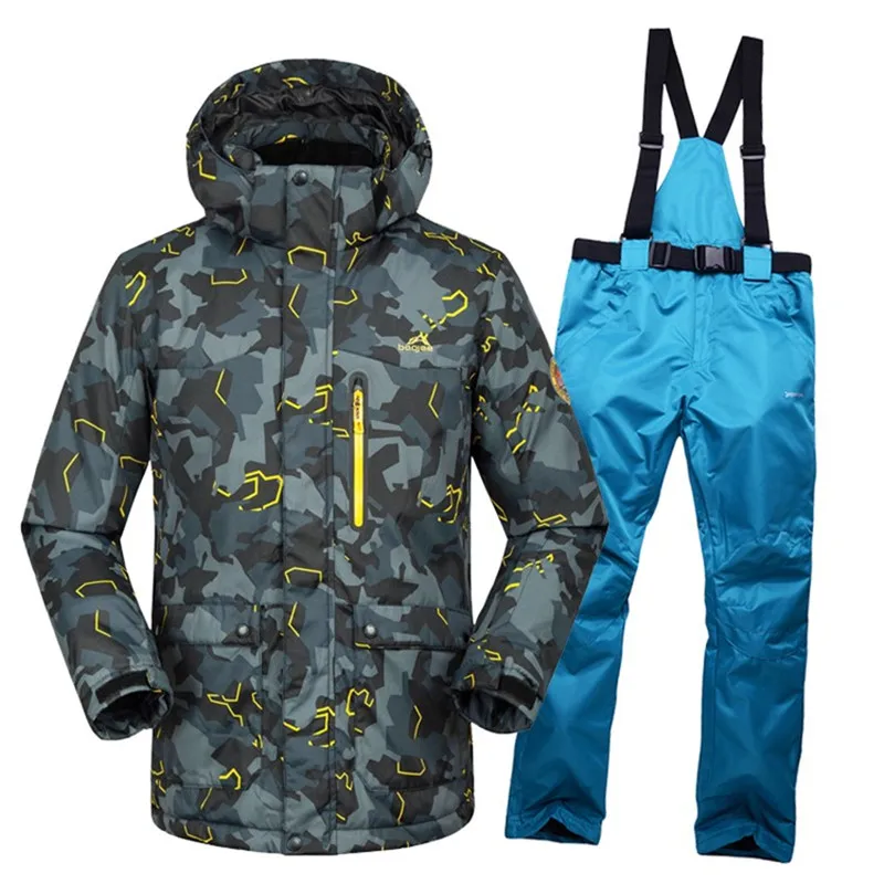  35 градусов лыжный мужской пиджак + брюки утолщенный зимний костюм теплый