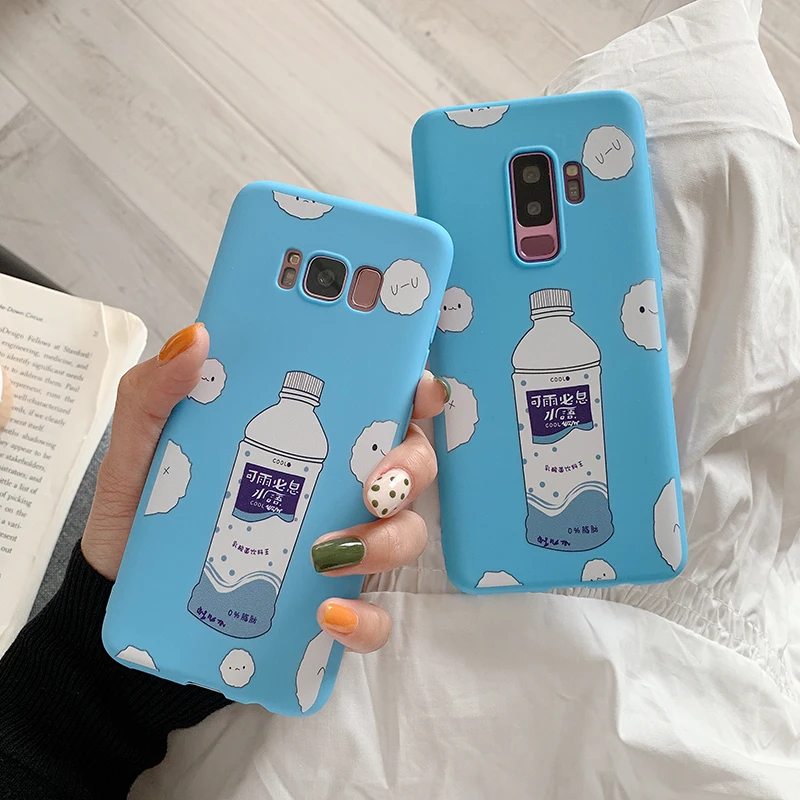 YHBBCASES для Samsung Galaxy S8 S9 S10 Plus бутылка воды с мультяшным чехлом телефона Note 8 9 синие