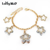 longway crystal star bracelets for women vintage gold color chain charm bracelets bangles best friends pulseiras sbr150366103