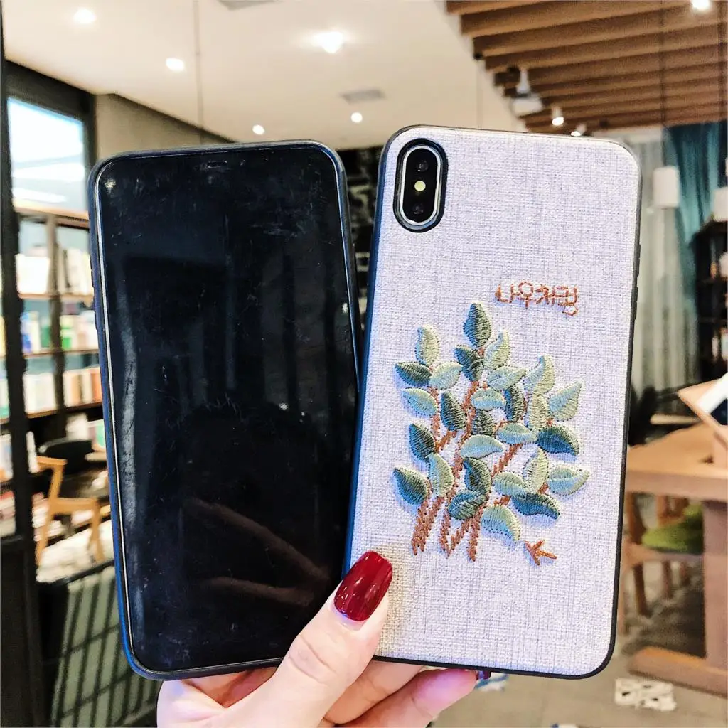 Чехол для телефона с вышитым цветком и деревом iPhone 6 S 8 7 Plus чехол задней панели