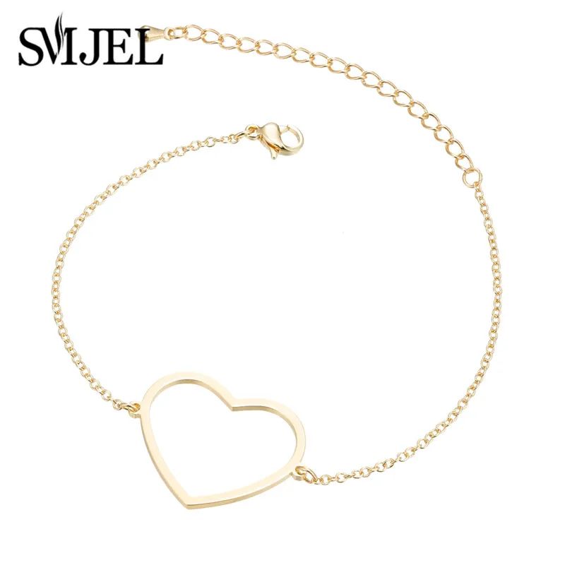 SL199 SMJEL Любовь Сердце Форма браслет для женщин браслеты нержавеющая сталь пара ювелирных изделий подарок на день Святого Валентина acero inoxidable joyeria mju - Окраска металла: SL199
