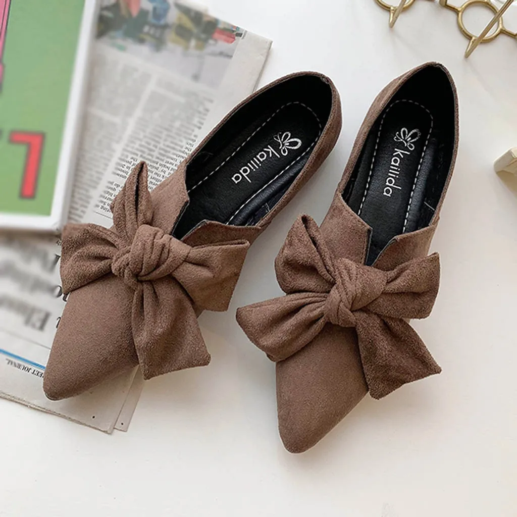 Женская обувь Туфли на плоской подошве с бантом Яркие цвета Слипоны Балетки