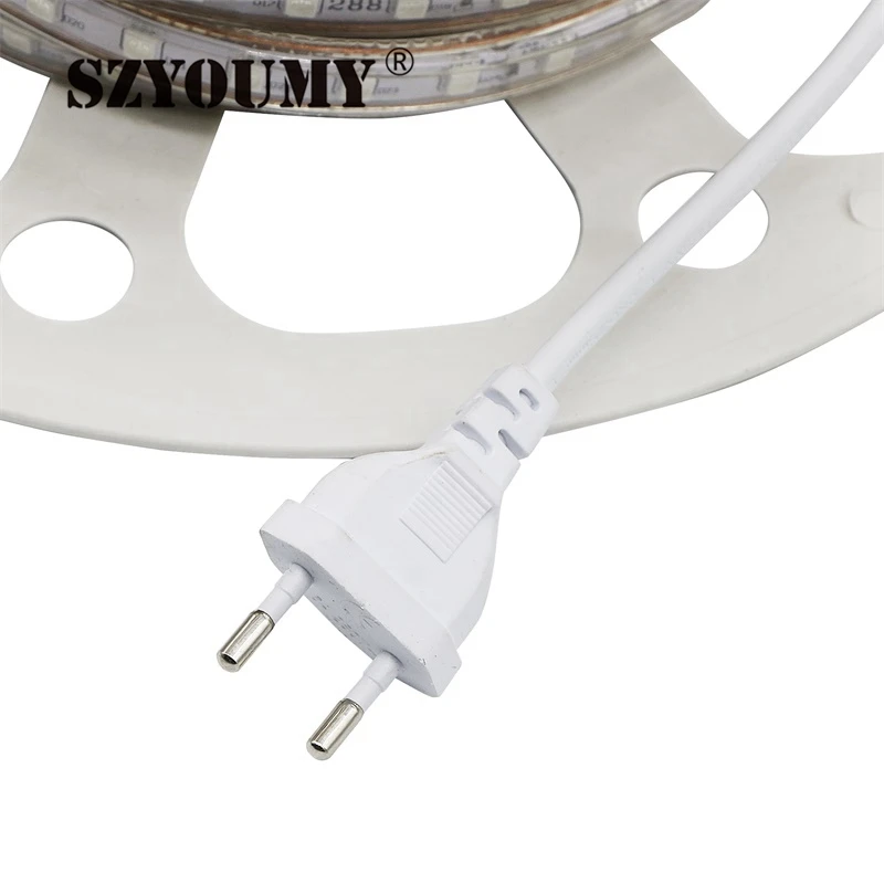 SZYOUMY Водонепроницаемая SMD5050 Светодиодная лента AC220V гибкая светодиодная лента 60 светодиодов/метр наружное садовое освещение с европейской вилкой 1 м 5 м 10 м