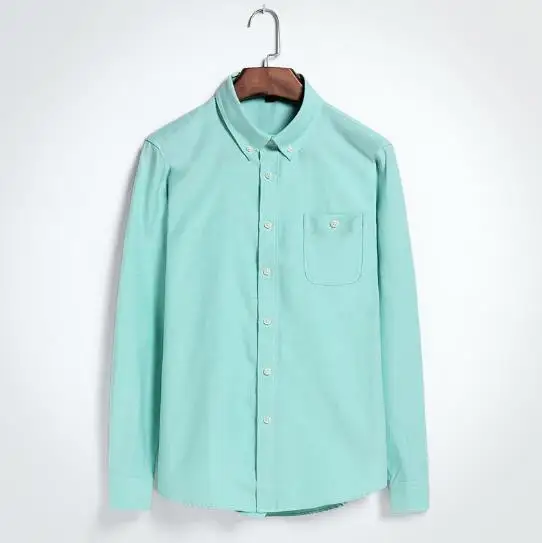 Мужская Однотонная рубашка с длинным рукавом повседневная классическая из 100%