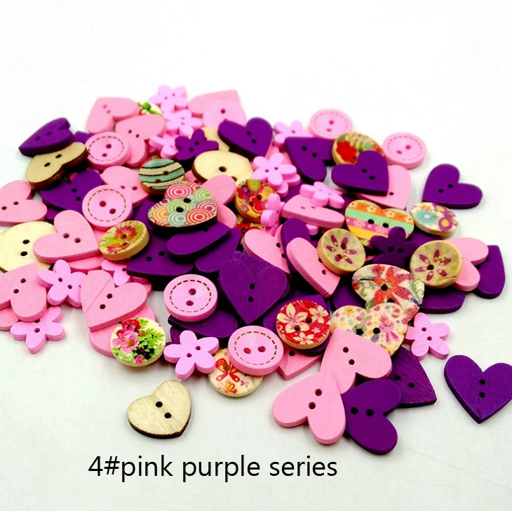 Деревянные пуговицы смешанного размера с 2 отверстиями для подарочной коробки