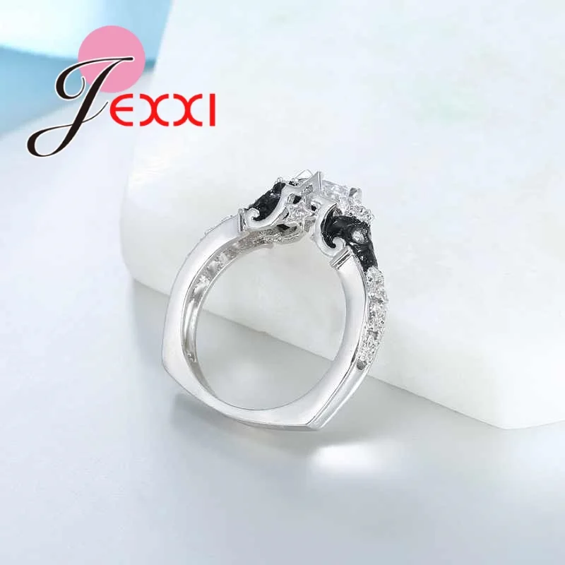 Женское вечерние ЦО из серебра 925 пробы с двойным черепом и цирконием | Украшения