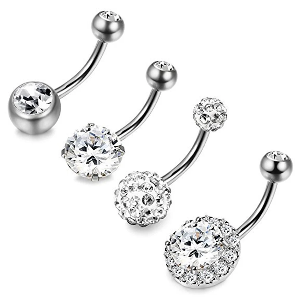 4 шт./компл. из нержавеющей стали пупка для ногтей Кольца модные украшения