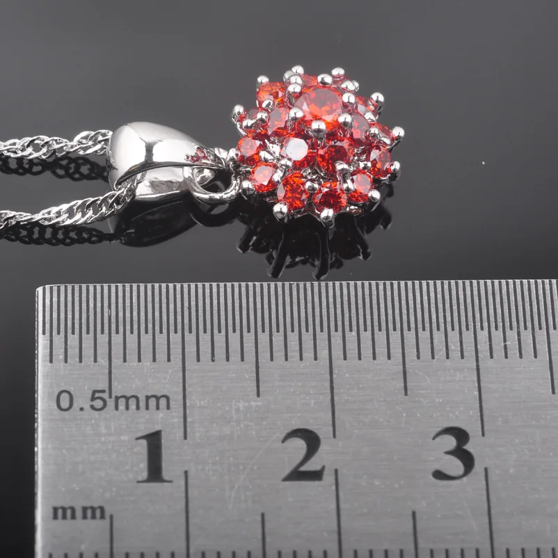 Комплект из колье и серёг с красным цирконием | Украшения аксессуары