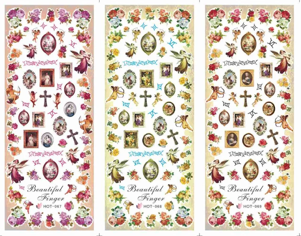 3 листа/партия, декоративные наклейки для ногтей