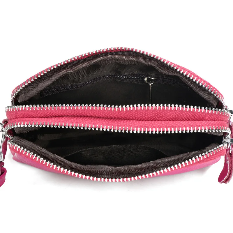 Женская сумка из натуральной кожи дизайнерский кошелек с двойной молнией для