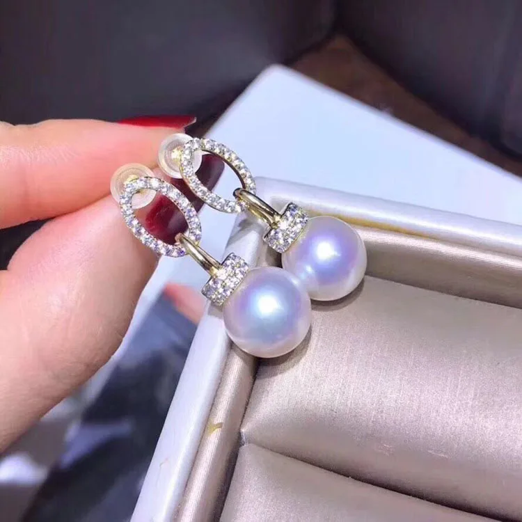 Серьги-подвески женские из серебра 925 пробы с жемчугом