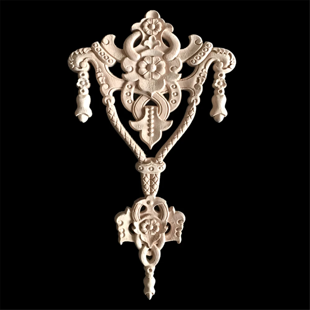 

Flower Basket Solid Wood Bathroom Cabinet Carving Applique Furniture Door Ornaments Figurines Miniatures