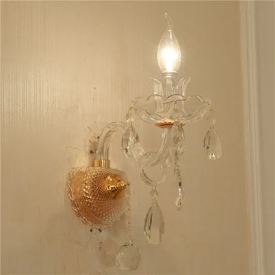 1 light wall lamp Европейская хрустальная люстра, роскошное Домашнее освещение для гостиной, хрустальное подвесное освещение для спальни, лестницы, столовой, свечи, лампы - Цвет абажура: 1 light wall lamp