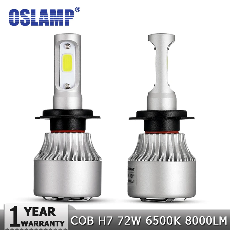 Oslamp H7 COB светодиодные лампы для автомобильных фар Комплект 72 Вт 8000lm 6500 к авто фары