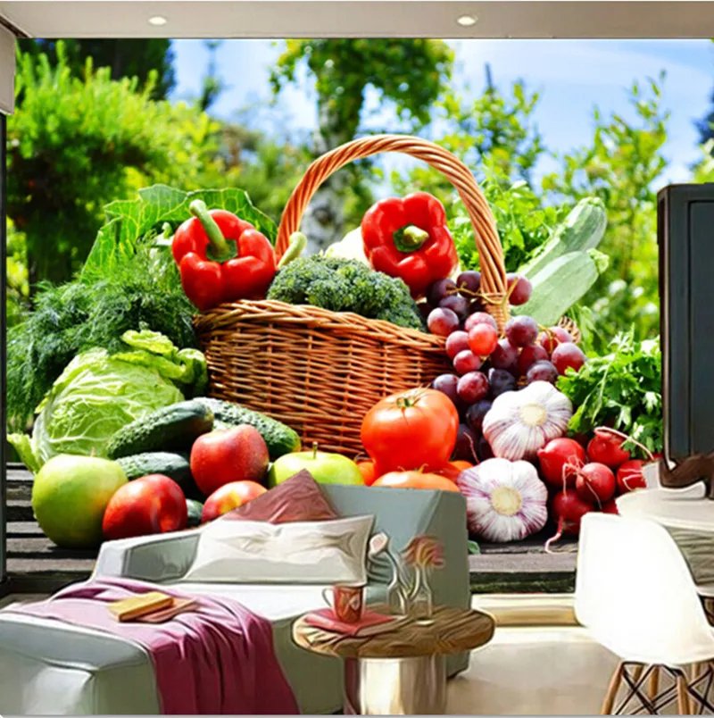 3D фрески на заказ все виды свежих фруктов и овощей Настенные обои для кафе