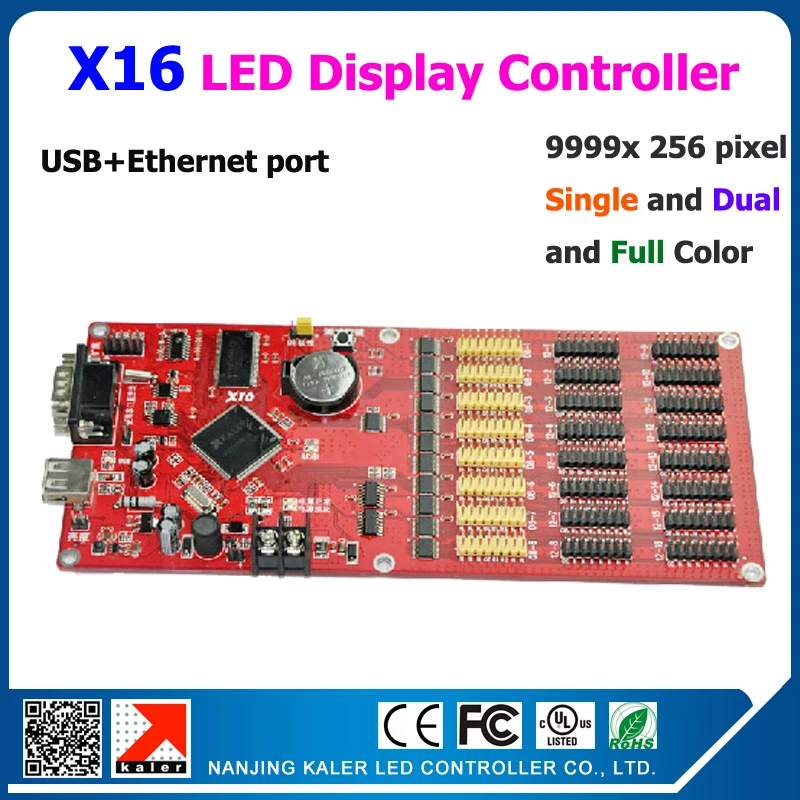 

Free shipping 10 pcs ethernet and usb port X16 led control card fro signle dual full color led display support multi-language