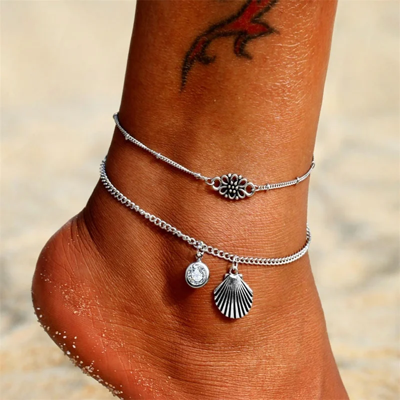 F198 KISSWIFE Ankle Chain Pineapple Pendant Anklet Beaded Summer Beach Foot Jewelry Fashion Style Anklets for Women - Окраска металла: F198