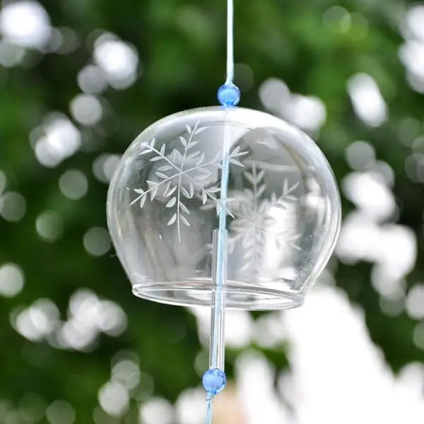 Japanese Culuture Glass Bells Furin Wind Chimes Home Hanging Decor Daisy
