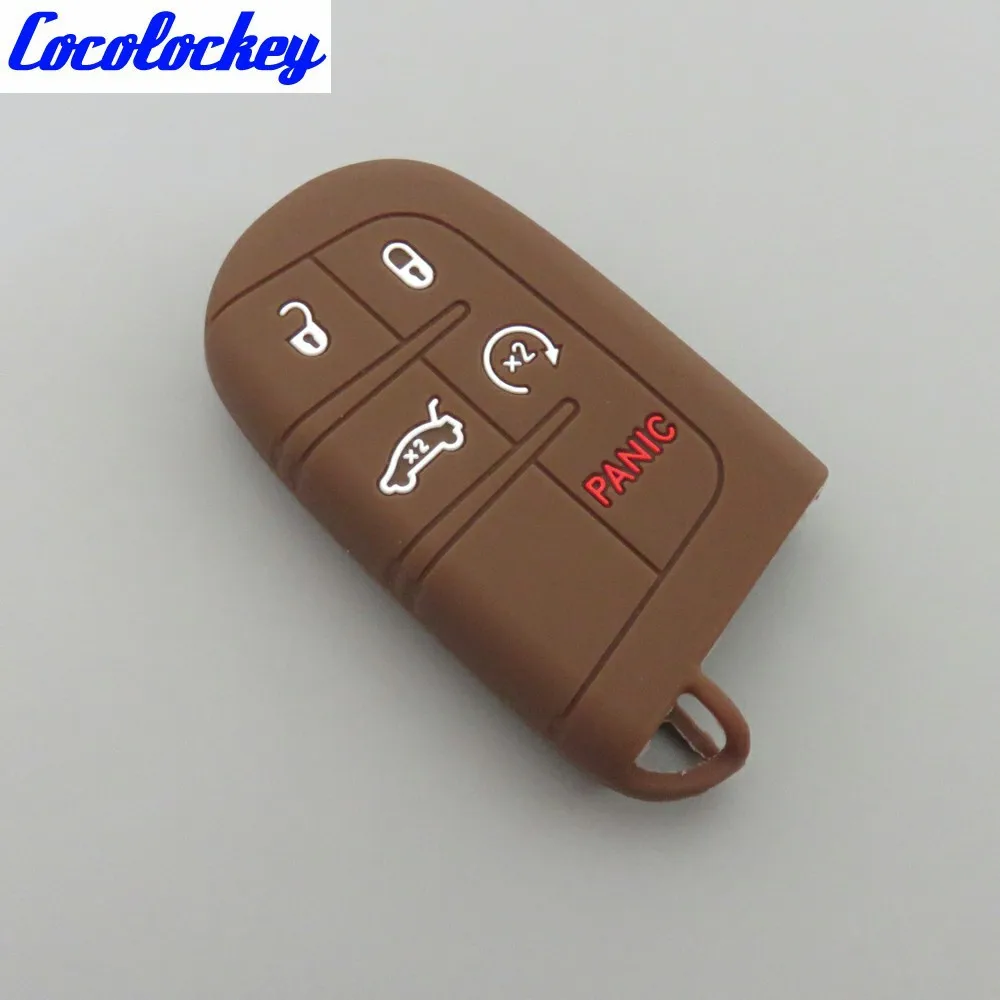 Brown Cocolockey силиконовый чехол ключ для Jeep Cherokee Renegade для Dodge Journey Dart Durango Зарядное устройство для Chrysler 300C случае ключ - Название цвета: Brown