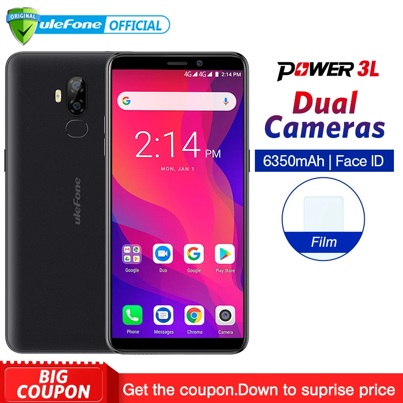 Ulefone power 3L 6 0 &quotHD + Android 8 1 смартфон MTK6739 четырехъядерный 2 ГБ 16 Гб 13 МП 5Мп камера 6350