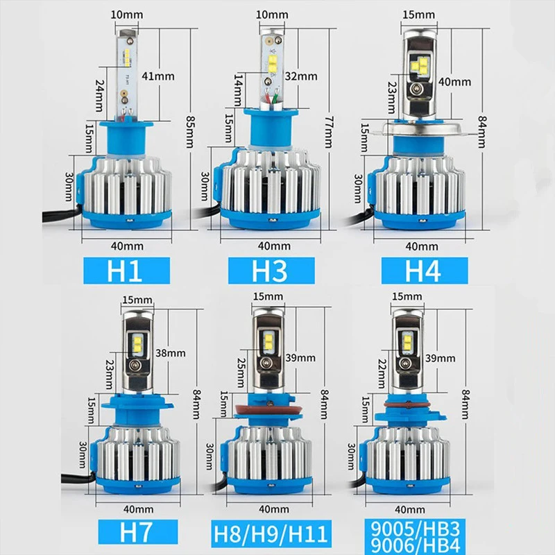 T1 турбо светодиодный фар автомобиля лампы H4 H7 H11 H1 H3 H27 880 881 9005 HB3 9006 HB4 9004 9007 9012