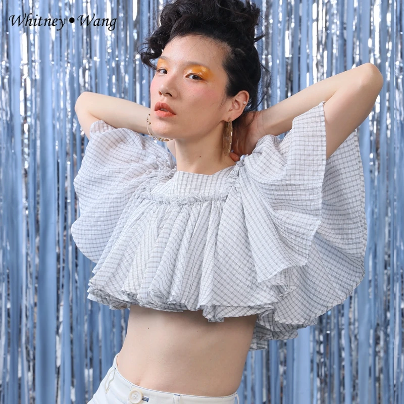 WHITNEY WANG блузки женские 2019 летняя модная уличная дизайнерская стильная пушистая