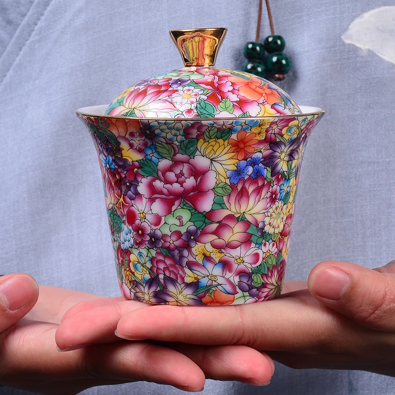 175 мл Цзиндэчжэнь ручная роспись эмалированный цвет Gaiwan керамическая фарфоровая