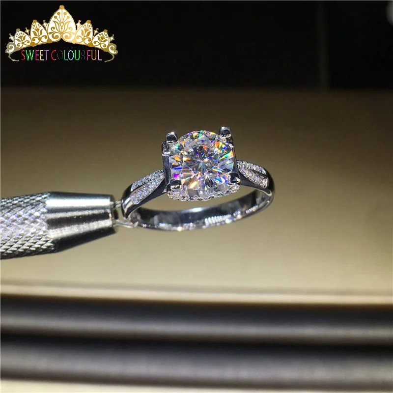 

100% 18K 750Au Gold Moissanite Diamond Ring D color VVS With national certificate MO-02
