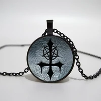 vintage glass dome pendant baphomet necklaces for mens satanism gothic jewelry