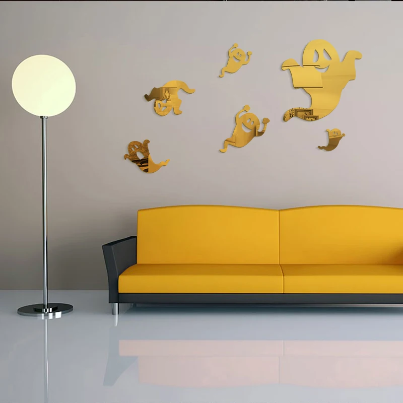 Настенная 3D Наклейка На Хэллоуин Зеркальная для детской комнаты праздничная