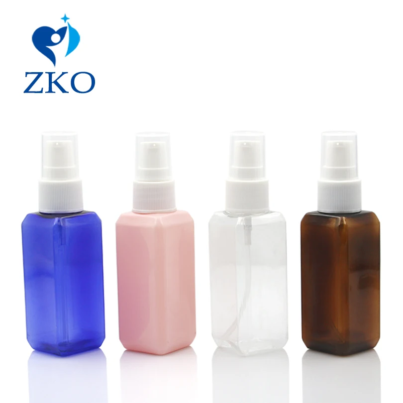 

50ml square shape bottle round plastic bottle lotion pump manufacture empty bottle free shipping refillable bottle pump bottle