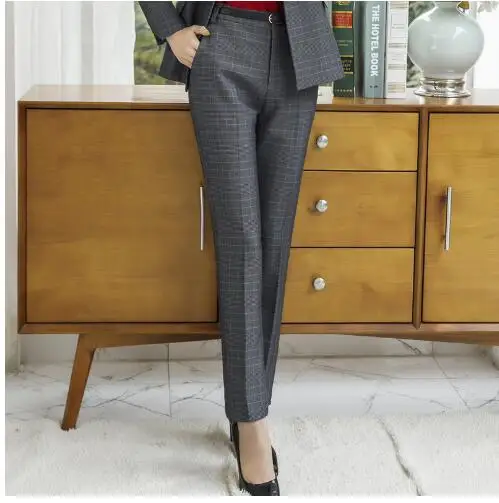 Женские деловые брюки в шотландскую клетку серые желтые черные | Женская одежда
