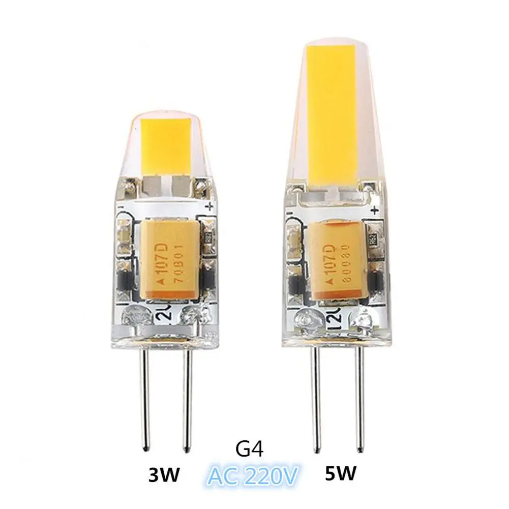 LumiParty G4 Светодиодная лампа для дома COB силиконовая 3 Вт 12 В DC 220 AC замена галогенная