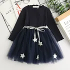 Хлопковое платье для девочек 2-7 лет, белое, с длинным рукавом