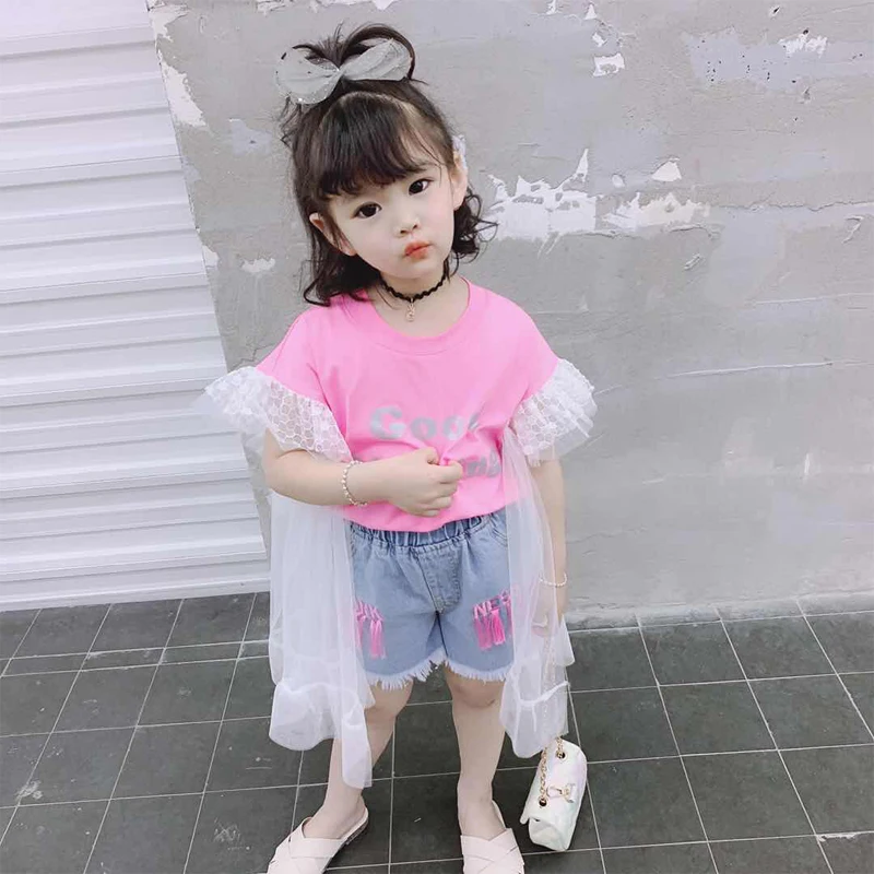 Футболка с короткими рукавами для девочек лето 2019 новая детская футболка из