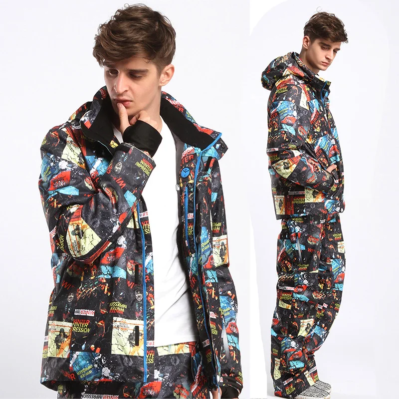

2019 Men Ski Jacket Pant Skiing Suit Snowboard Clothing Trouser Windproof Waterproof Super Warm Breathable Male Ski Coat Winter
