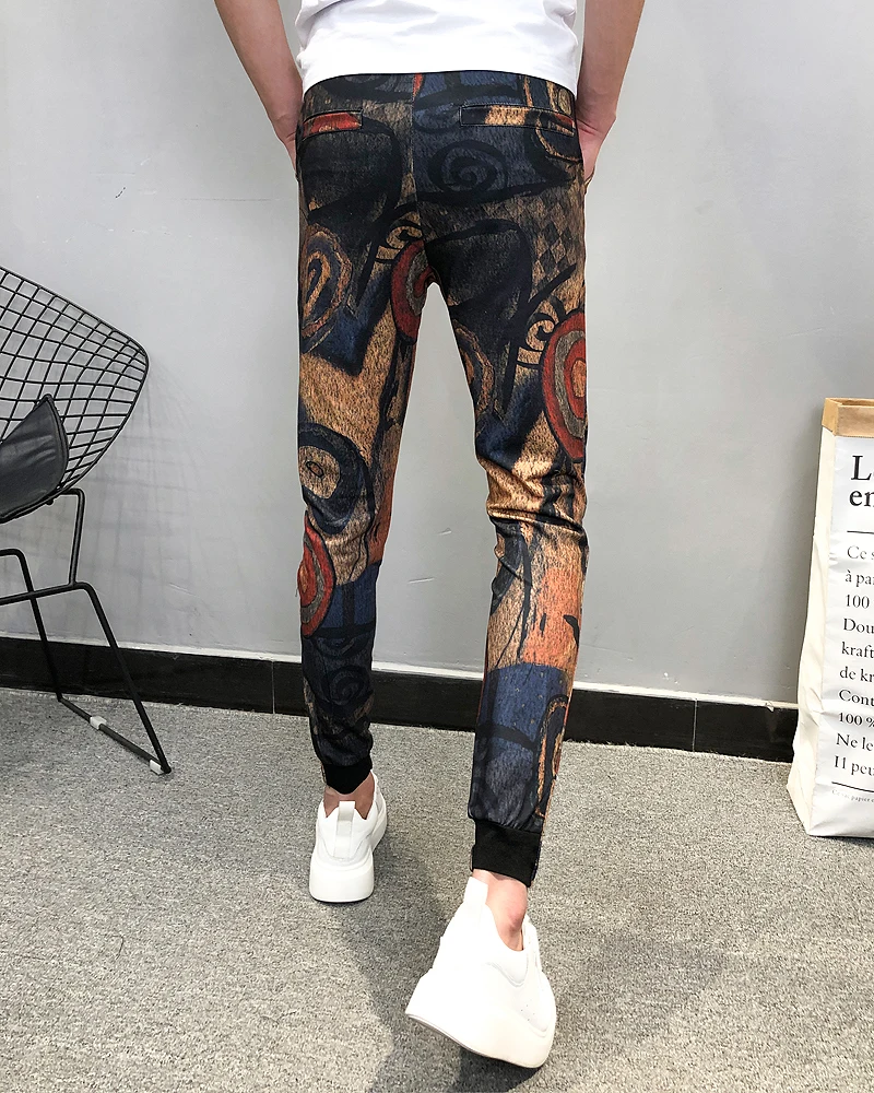 Летние модные брендовые новые Pantalon Hombre мужские штаны для бега, повседневные облегающие штаны до щиколотки с принтом, шаровары, мужские брюки