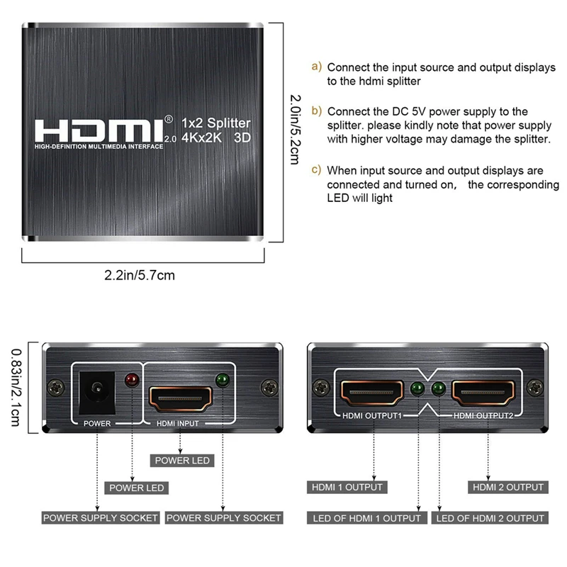 ProAV 4K UHD HDMI сплиттер 2,0 1x2 HDMI 2,0 сплиттер HDCP 1,4 HDR сплиттер HDMI 2,0 4K HDMI2.0 сплиттер для Blu-Ray DVD PS3 PS4
