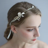 elegant floral bridal headband delicate pearls hair vine crown wedding hair accessories 2019 brides hair ornament jewelry