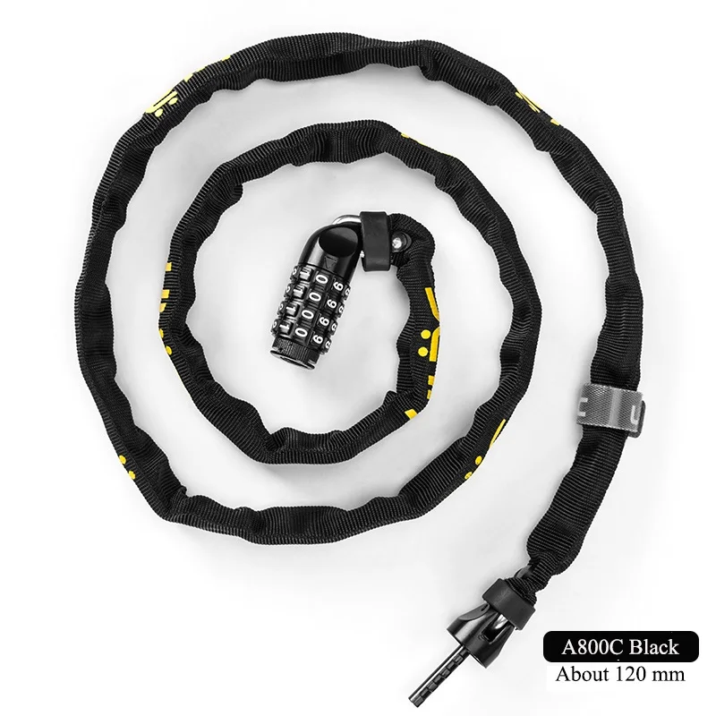 A800C Black ULAC велосипедный замок с паролем MTB цепь для дорожного велосипеда Противоугонный замок Ультра-светильник портативный замок Безопасность велосипеда стабильные аксессуары - Цвет: A800C Black