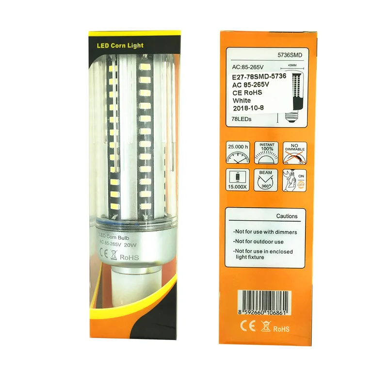 GYLBAB 20w 78 led bulb corn light all aluminium AC 110v 220v e27 with fan built in shell for warehouse factory | Лампы и освещение