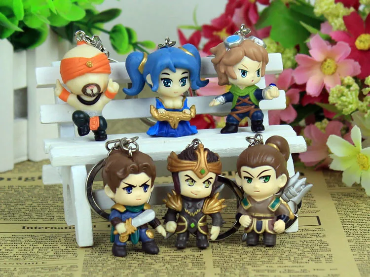 FREE SHIPPING Cute !!! 6 Piece Anime Hot Game Garen Valoran Darius LeBlanc All Stars Action Key Chain Ring In Box | Украшения и