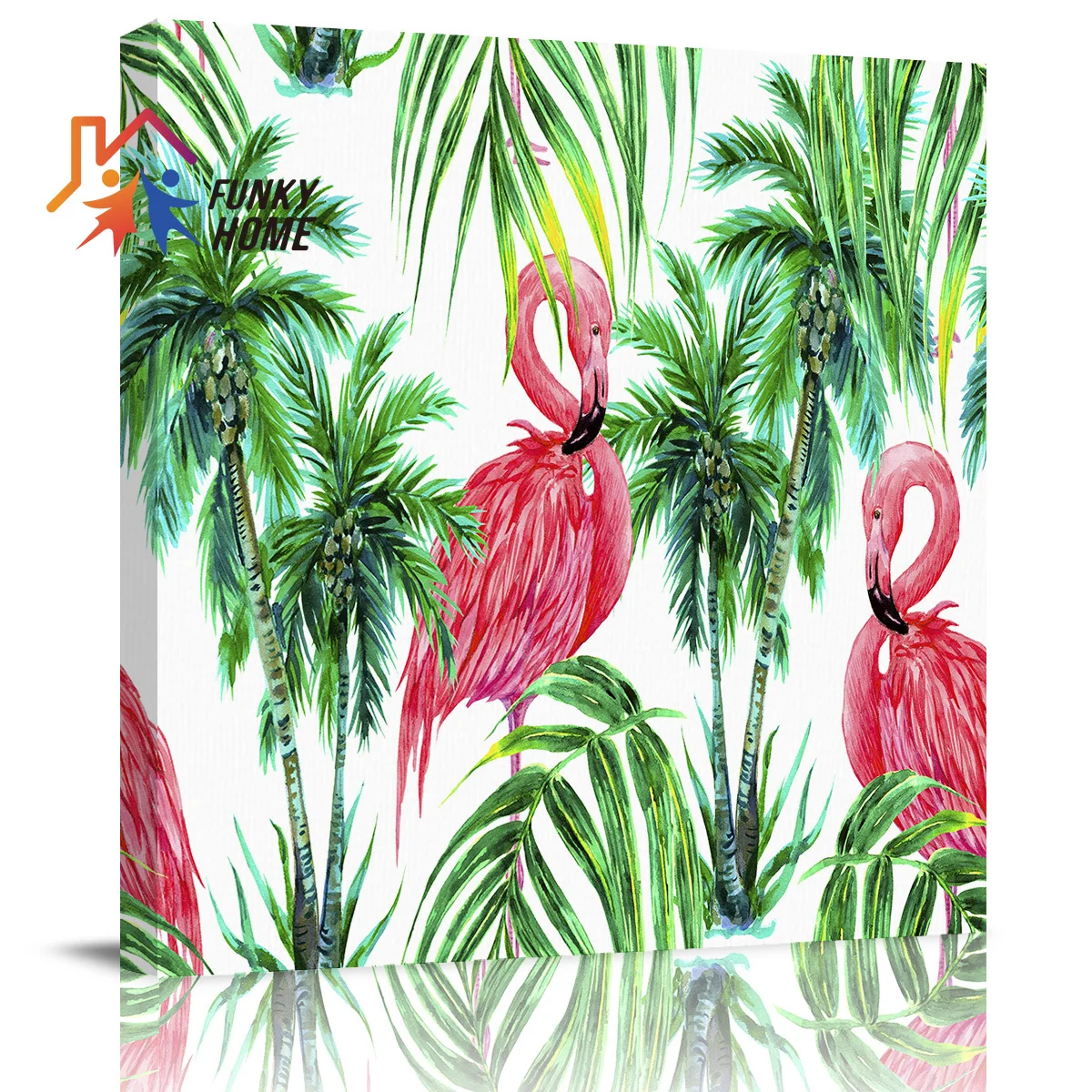 Funkyhome Canvas Painting Watercolor Pink Flamingos Framed Wall Art Bedroom Living Room Modern Home Decoration | Дом и сад