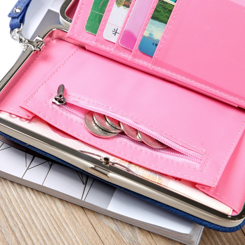 

BONAMIE Clutch Ladies Wallet Purse Bow Wallet Female Famous Brand Card Holders Cellphone Pocket PU Leather Women Money Bag