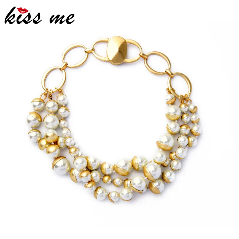 

Euramerican Women Jewelry New Arrival Irregular Multilayer Simulated Pearls Choker Necklace Factory Wholesale