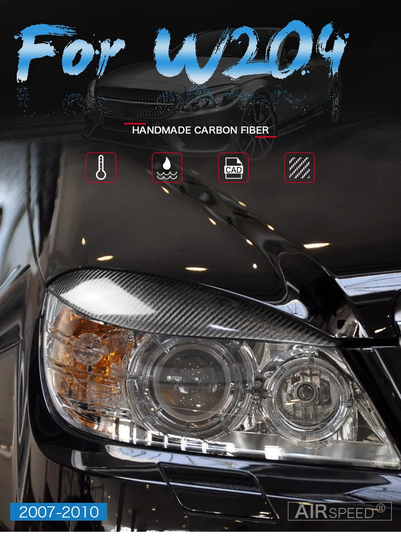 Скорость полета для Mercedes Benz W204 аксессуары W204 Mercedes Benz наклейка s Amg для Mercedes W204 углеродное волокно наклейка на фары автомобиля