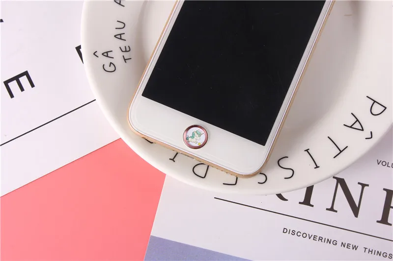 Мультяшный милый Единорог Touch ID Home кнопка наклейка для iPhone 8 7 6S Plus 5s SE 5C для iPad Air 2 Mini 4 панель дверного замка для отпечатка пальца