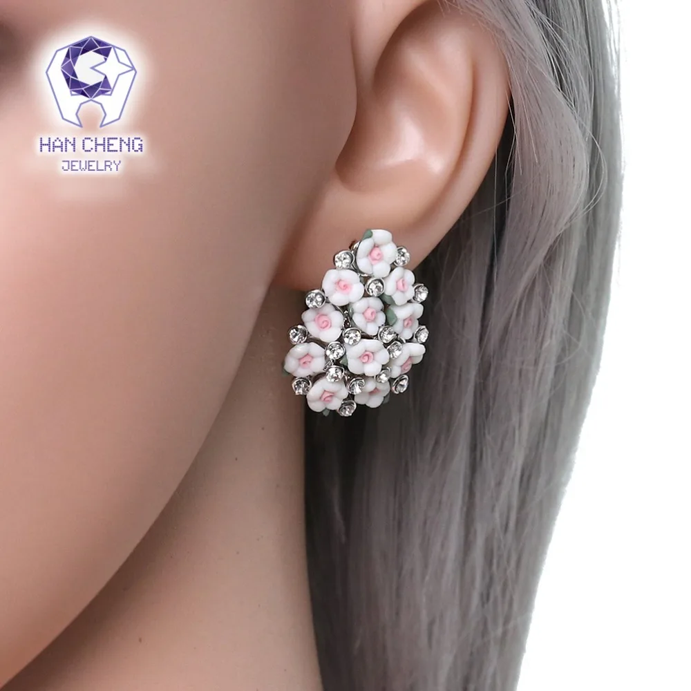 HanCheng новые модные роскошные серьги-гвоздики из смолы с драгоценным камнем Стразы