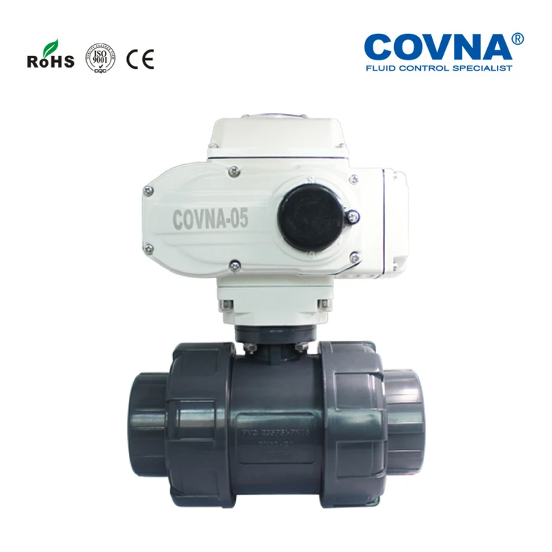 Шаровой кран с пвх мотором DN40 2 ходовой модулирующий тип двойное соединение 1 1/2