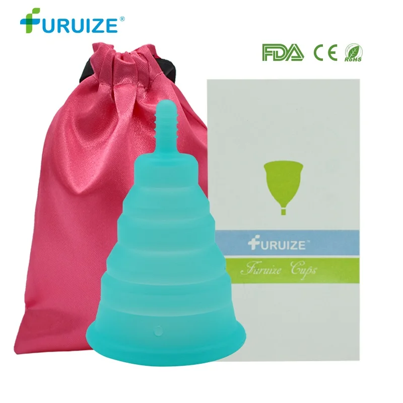 1pcs with-1Bag Новое поступление складывающаяся менструальная чашка женская гигиеническая Дамская чашка силиконовый для использования в медицине менструальная чаша чашка с коробкой и тканевой сумкой Женская чашка - Цвет: 1pcs with-1Bag